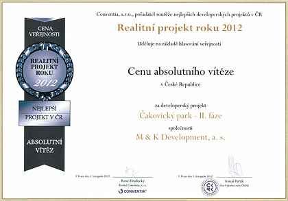 Realitní projekt roku 2012 - Cena absolutního vítěze