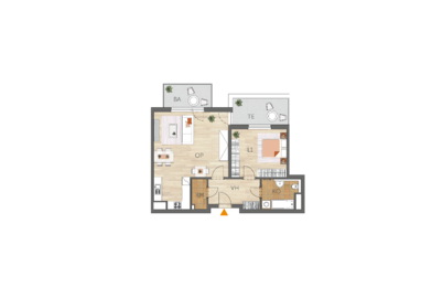 Apartment 2+kk, 5. floor, balcony, terrace