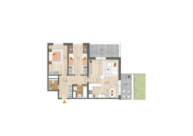Apartment 3+kk, 1. floor, terrace, front garden