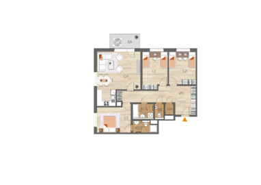 Apartment 4+kk, 2. floor, balcony