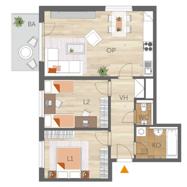 Apartment 3+kk, 4. floor, balcony