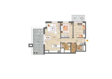Apartment 3+kk, 5. floor, balcony, terrace