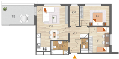 Apartment 3+kk, 1. floor, terrace