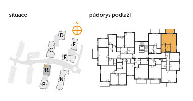 Byt 1+kk, 3. podlaží, balkón