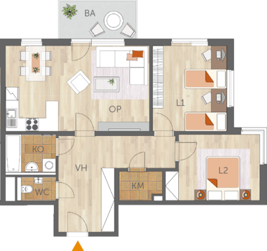 Apartment 3+kk, 3. floor, balcony