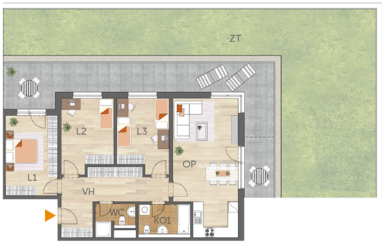 Apartment 4+kk, 1. floor, front garden