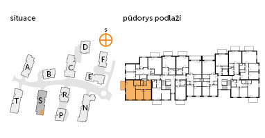 Byt 3+kk, 3. podlaží, balkón