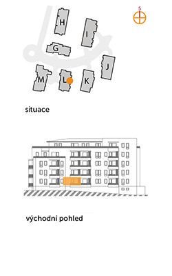 Byt 1+kk, 1. podlaží, balkón