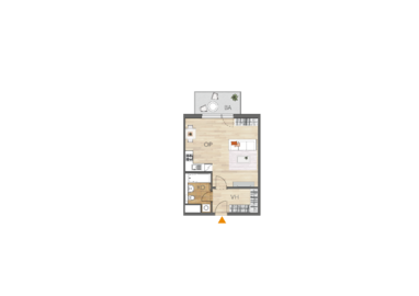 Apartment 1+kk, 2. floor, balcony