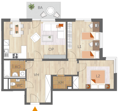 Apartment 3+kk, 4. floor, balcony