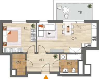 Apartment 2+kk, 6. floor, terrace