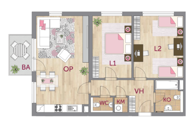Apartment 3+kk, 4. floor, balcony