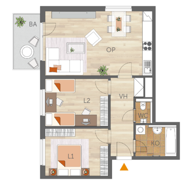 Apartment 3+kk, 5. floor, balcony