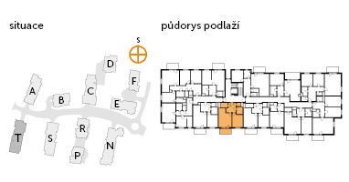 Byt 2+kk, 3. podlaží, balkón