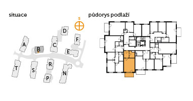 Byt 1+kk, 3. podlaží, balkón