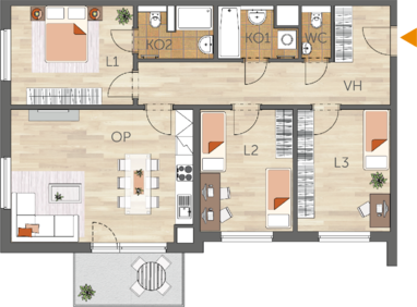 Apartment 4+kk, 4. floor, balcony