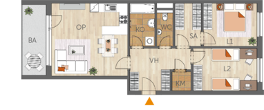 Apartment 3+kk, 4. floor, balcony