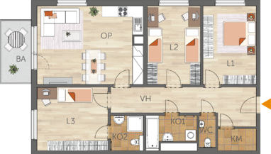 Apartment 4+kk, 3. floor, balcony